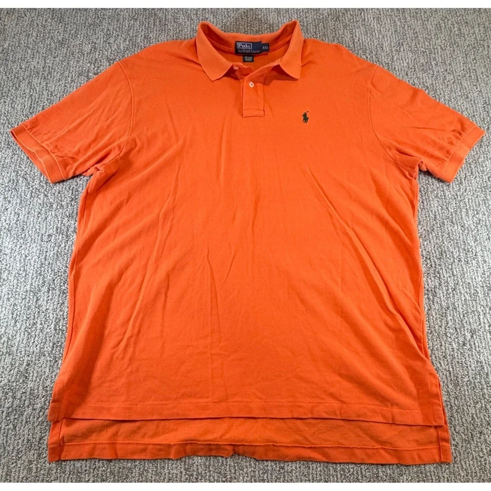 Polo Ralph Lauren Polo Shirt Mens XXL Orange Short Sleeve Cotton Pique Pony Logo